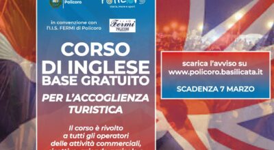 CORSO DI LINGUA INGLESE PER IL MIGLIORAMENTO DELL’ACCOGLIENZA TURISTICA DELLA CITTÀ DI POLICORO – AVVISO PUBBLICO PER L’ACQUISIZIONE DI CANDIDATURE